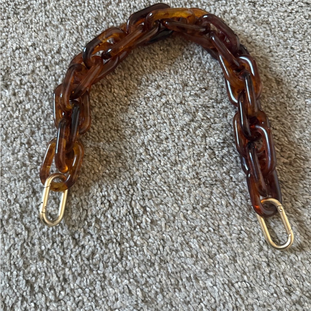 Tortoise Shell Chain Strap with Gold Accents